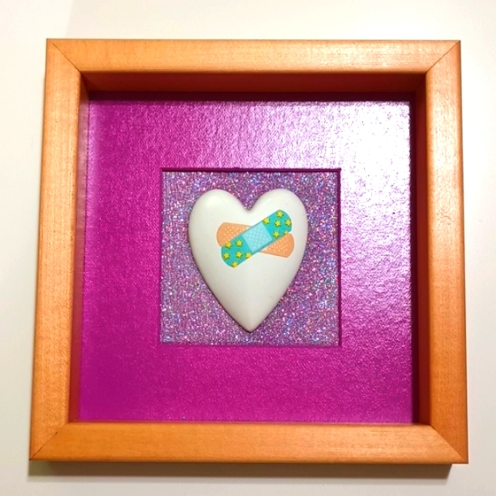 OOAK Handmade 'Healing Heart' 3D Wall Art, Signed